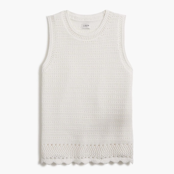 NWT!! J. CREW Factory Crochet Sweater Tank Solid White Scalloped XX-Large XXL - Picture 1 of 11